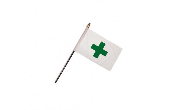 Green Cross Hand Flags